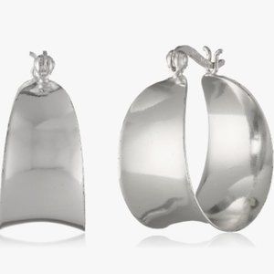 Sterling silver concave wide hoop earrings